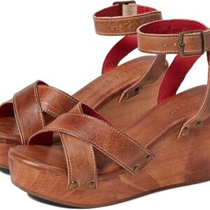 Bed Stu Grettel Platform Wedge Sandal-Like New- Tan Leather